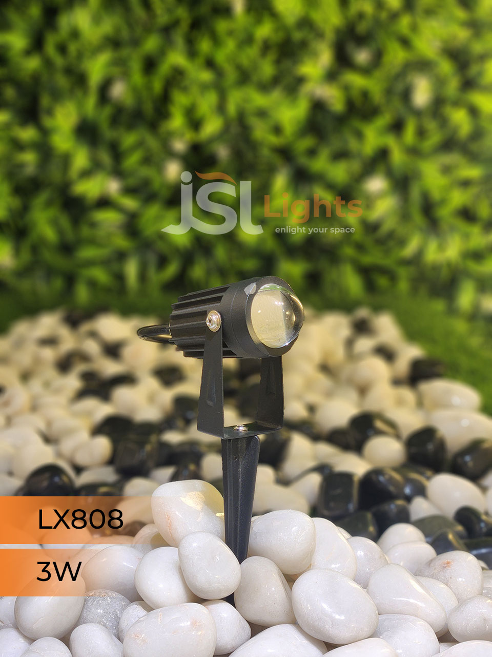 LX 808 3W Garden Spike Light Adjustable Waterproof Outdoor Garden Spotlight Black Body