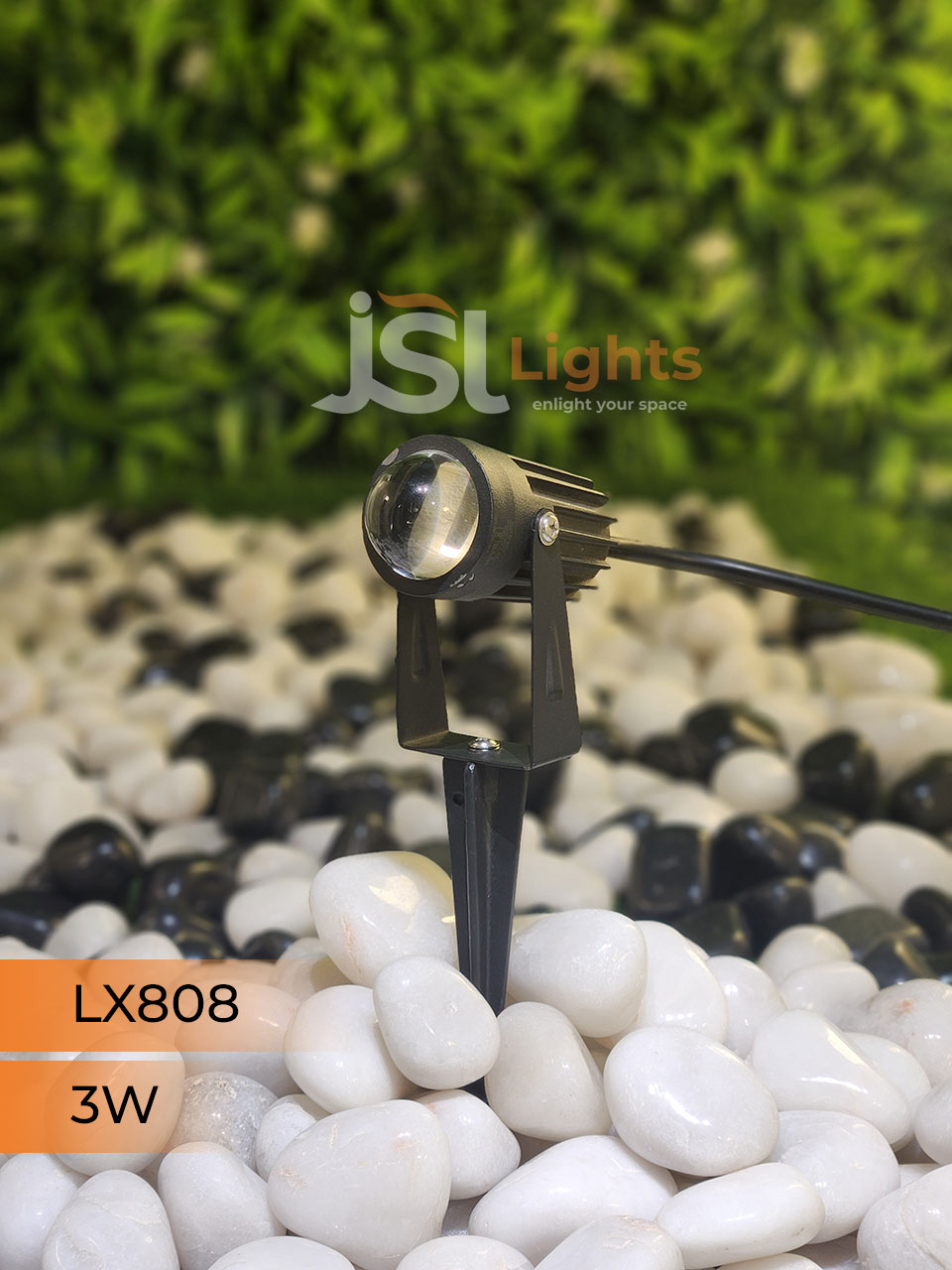 LX 808 3W Garden Spike Light Adjustable Waterproof Outdoor Garden Spotlight Black Body