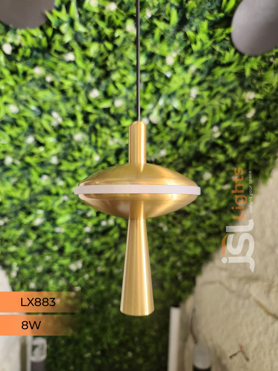 LX 883 8W Gold Surface Hanging Light for Home Ceiling Pendant Light Warm White with Hanging Wire