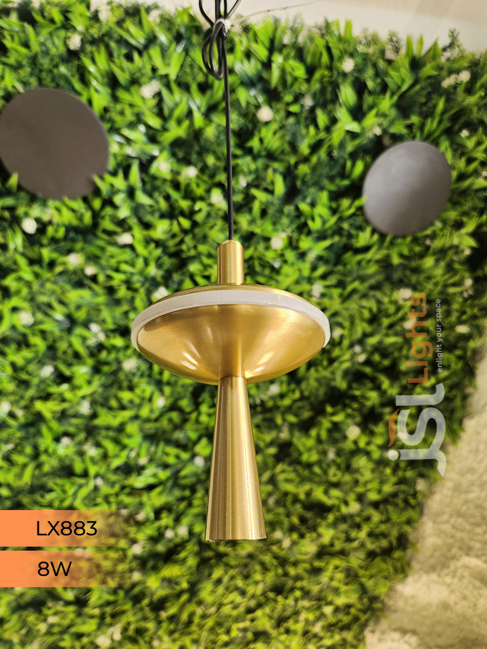 LX 883 8W Gold Surface Hanging Light for Home Ceiling Pendant Light Warm White with Hanging Wire