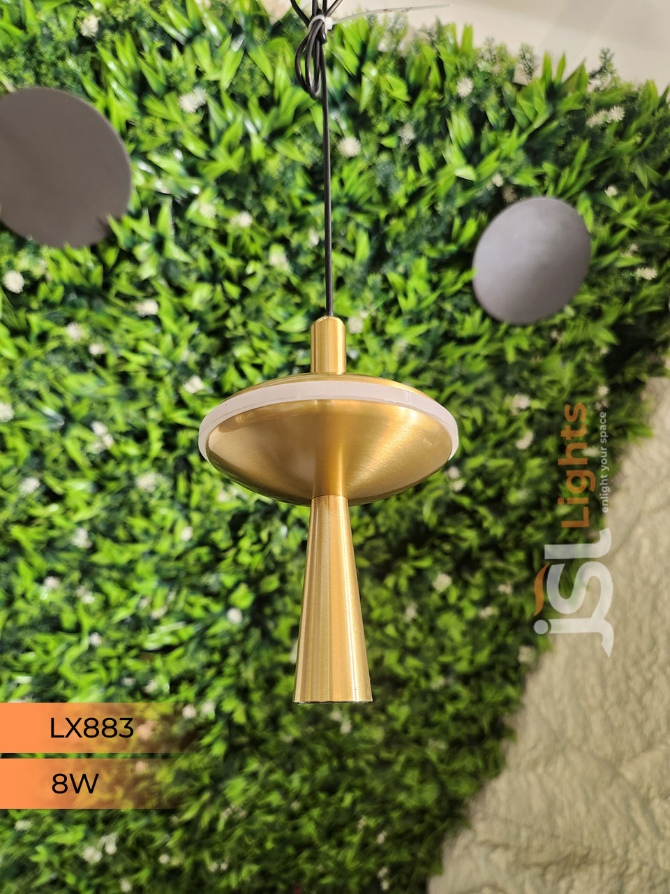 LX 883 8W Gold Surface Hanging Light for Home Ceiling Pendant Light Warm White with Hanging Wire