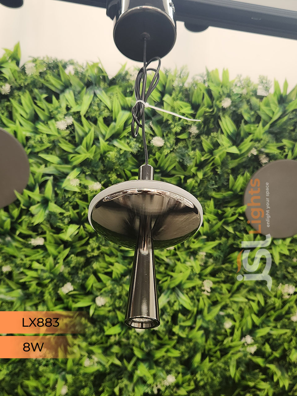 LX 883 8W Perl Black Surface Hanging Light for Home Ceiling Pendant Light Warm White with Hanging Wire