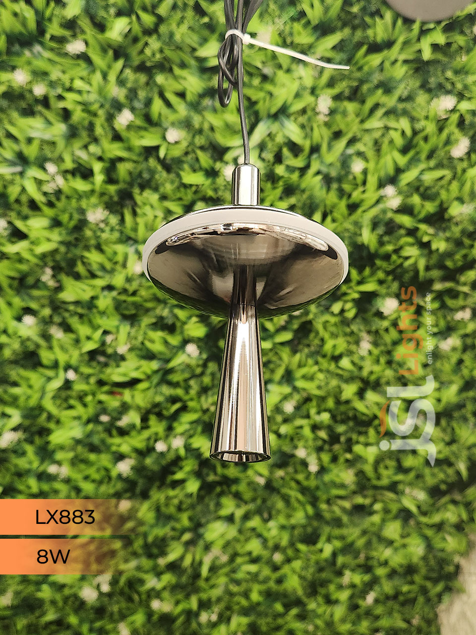 LX 883 8W Perl Black Surface Hanging Light for Home Ceiling Pendant Light Warm White with Hanging Wire