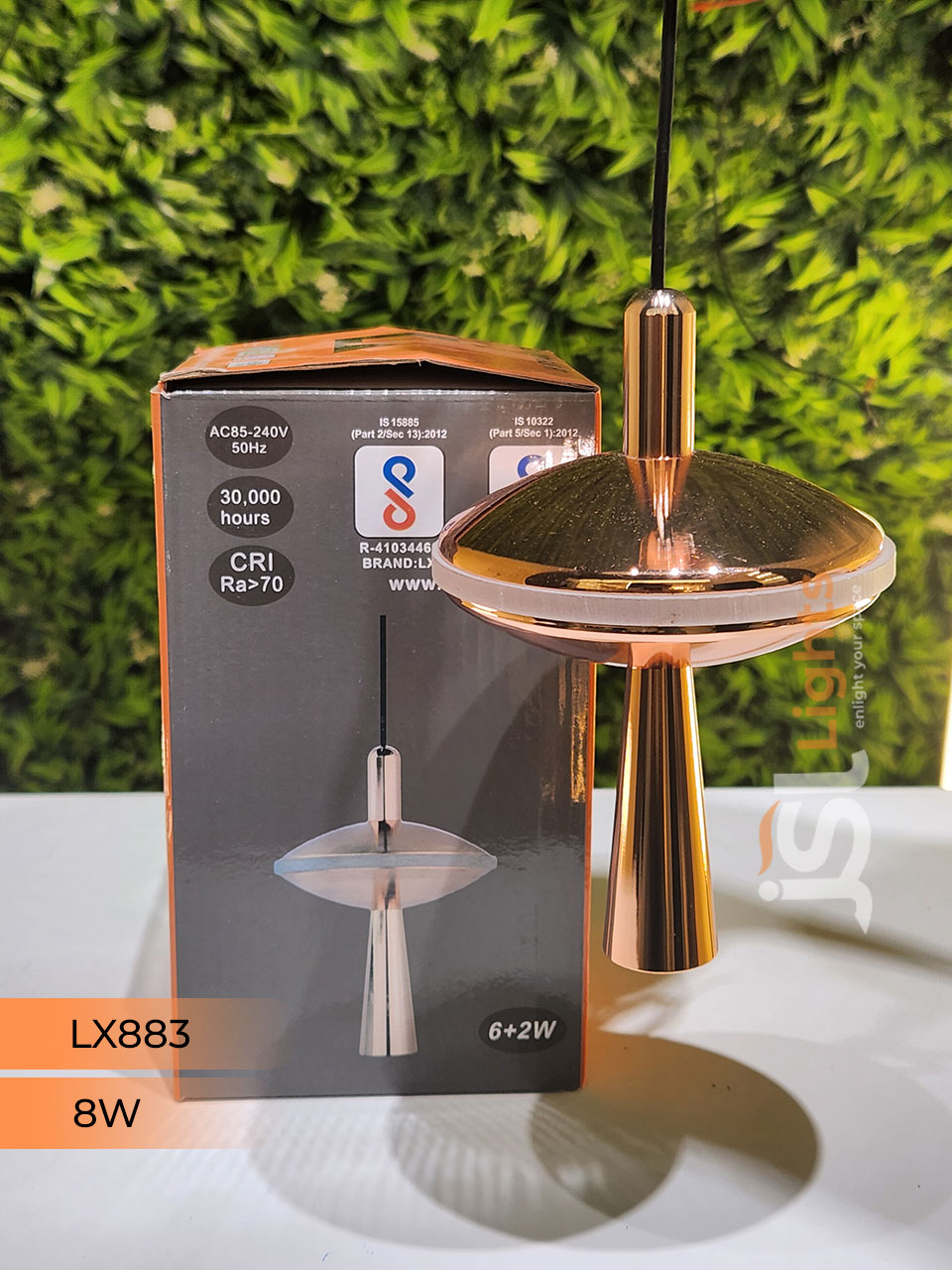 LX 883 8W Rose Gold Surface Hanging Light for Home Ceiling Pendant Light Warm White with Hanging Wire