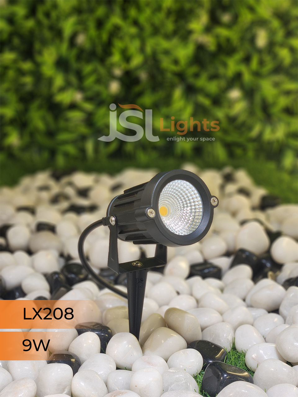 LX 208 9W Garden Spike Light Adjustable Waterproof Outdoor Garden Spotlight Black Body