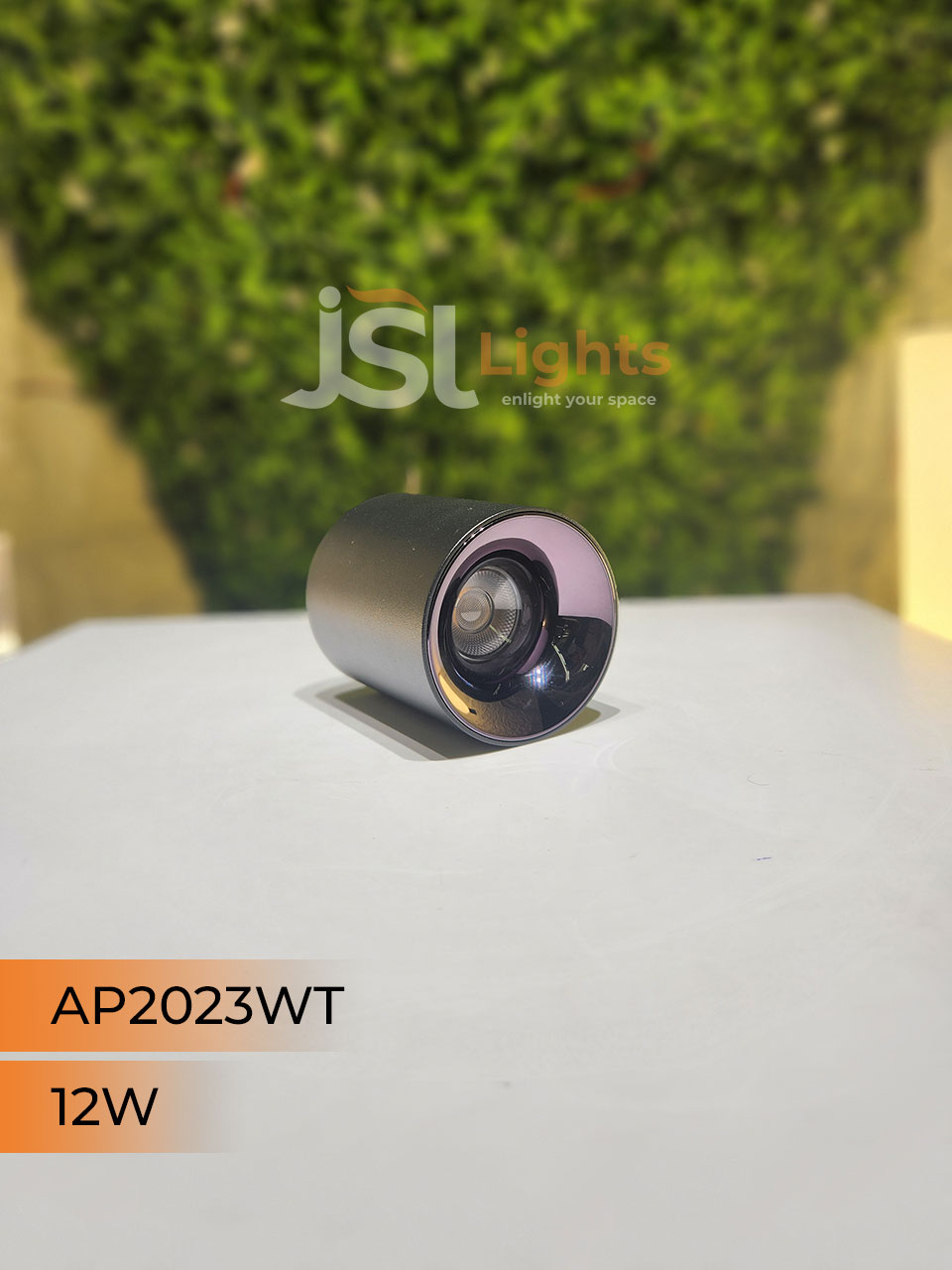 12W AP 2023WT Round Surface Cylindrical Light Black Body Pearl Black Reflector