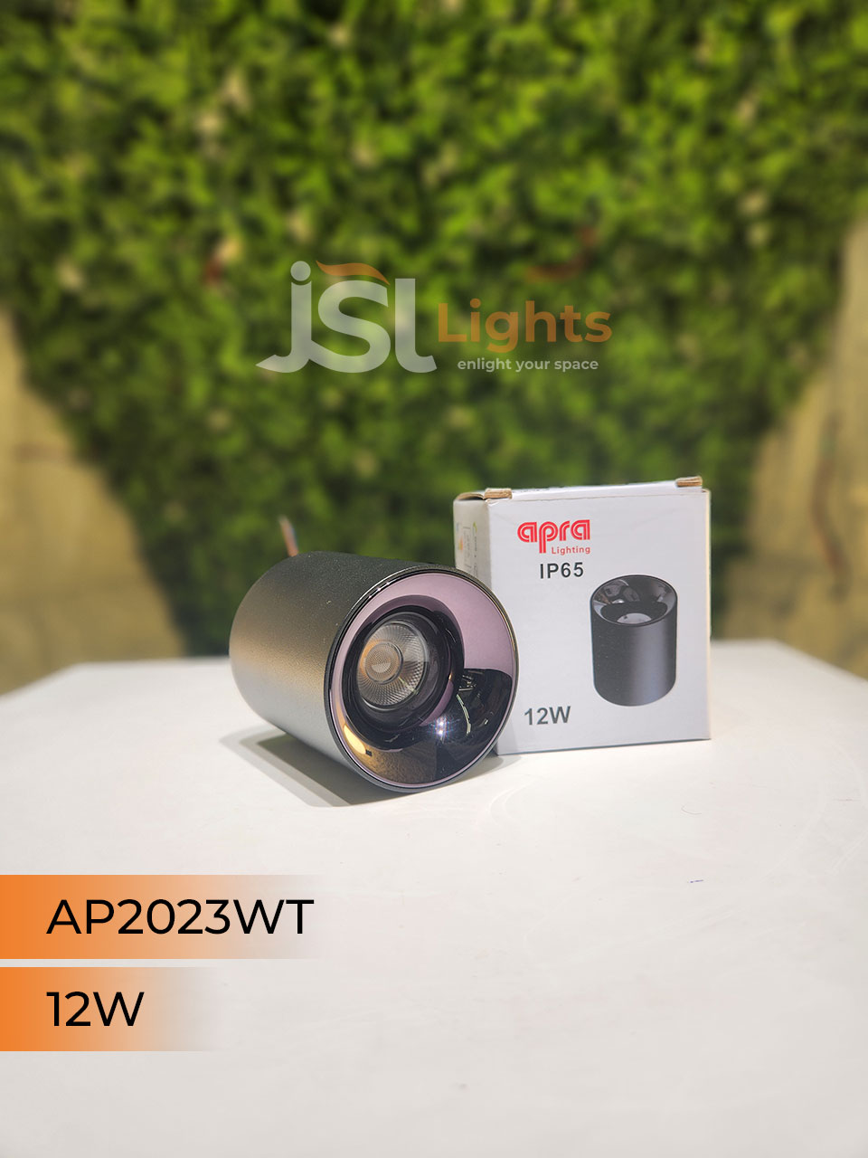 12W AP 2023WT Round Surface Cylindrical Light Black Body Pearl Black Reflector