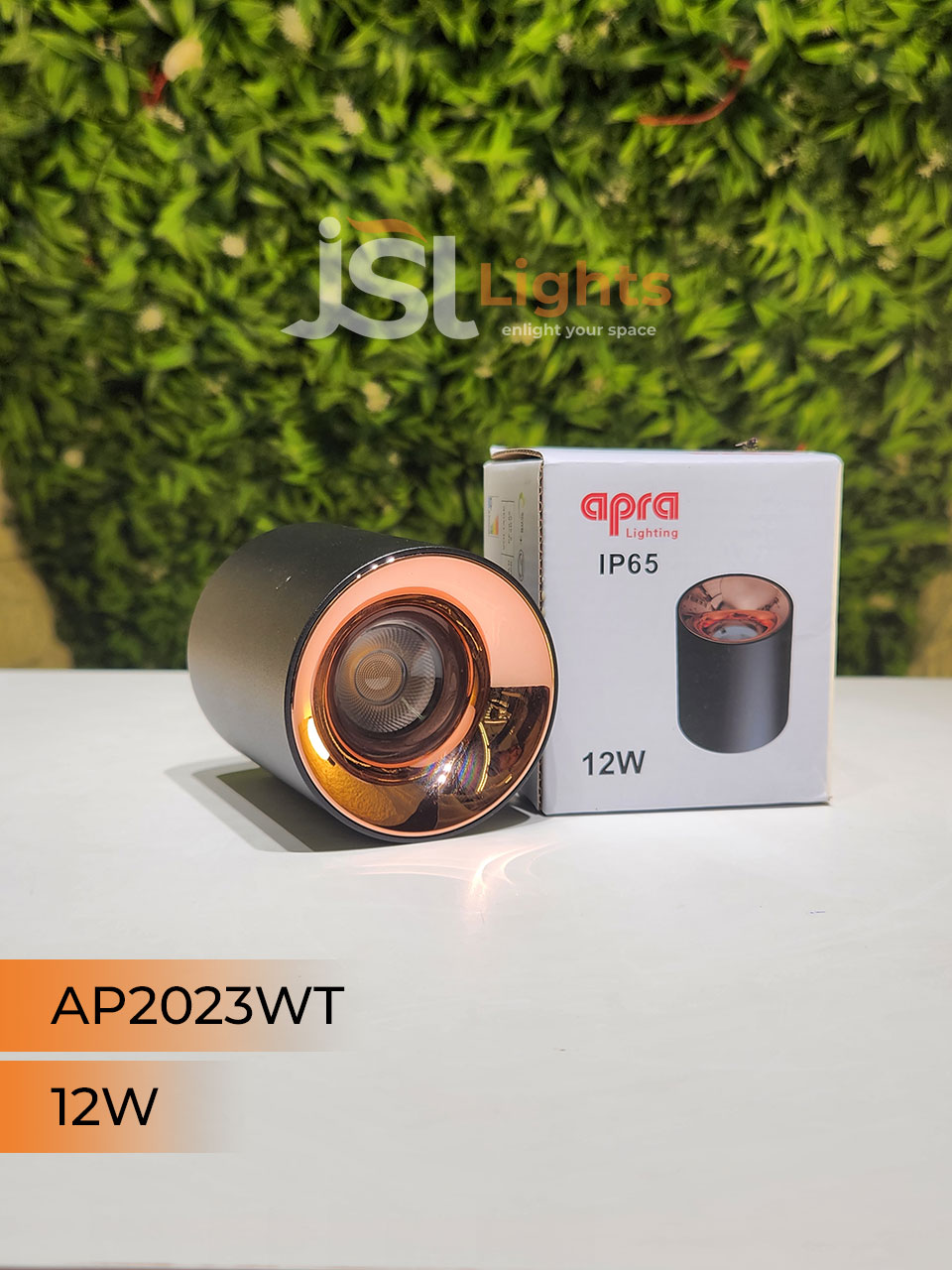 12W AP 2023WT Round Surface Cylindrical Light Black Body Rose Gold Reflector