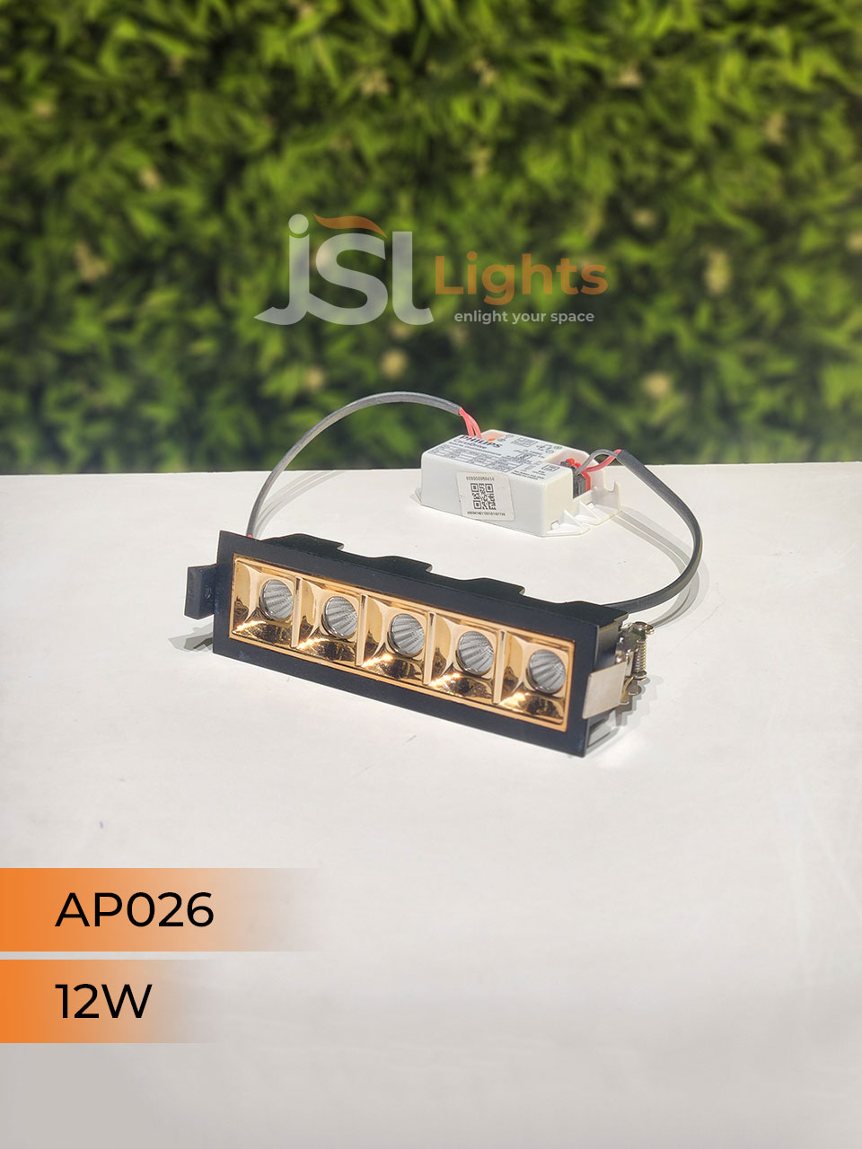 12W Black Linear Architectural Light Ceiling Spotlight with Rosegold Reflector and Driver (AP026)