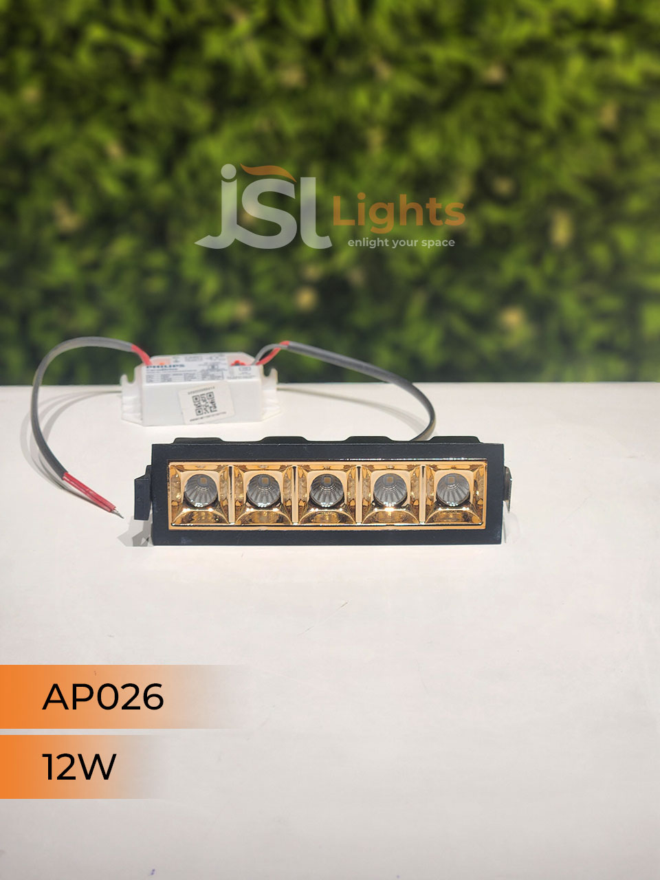 12W Black Linear Architectural Light Ceiling Spotlight with Rosegold Reflector and Driver (AP026)