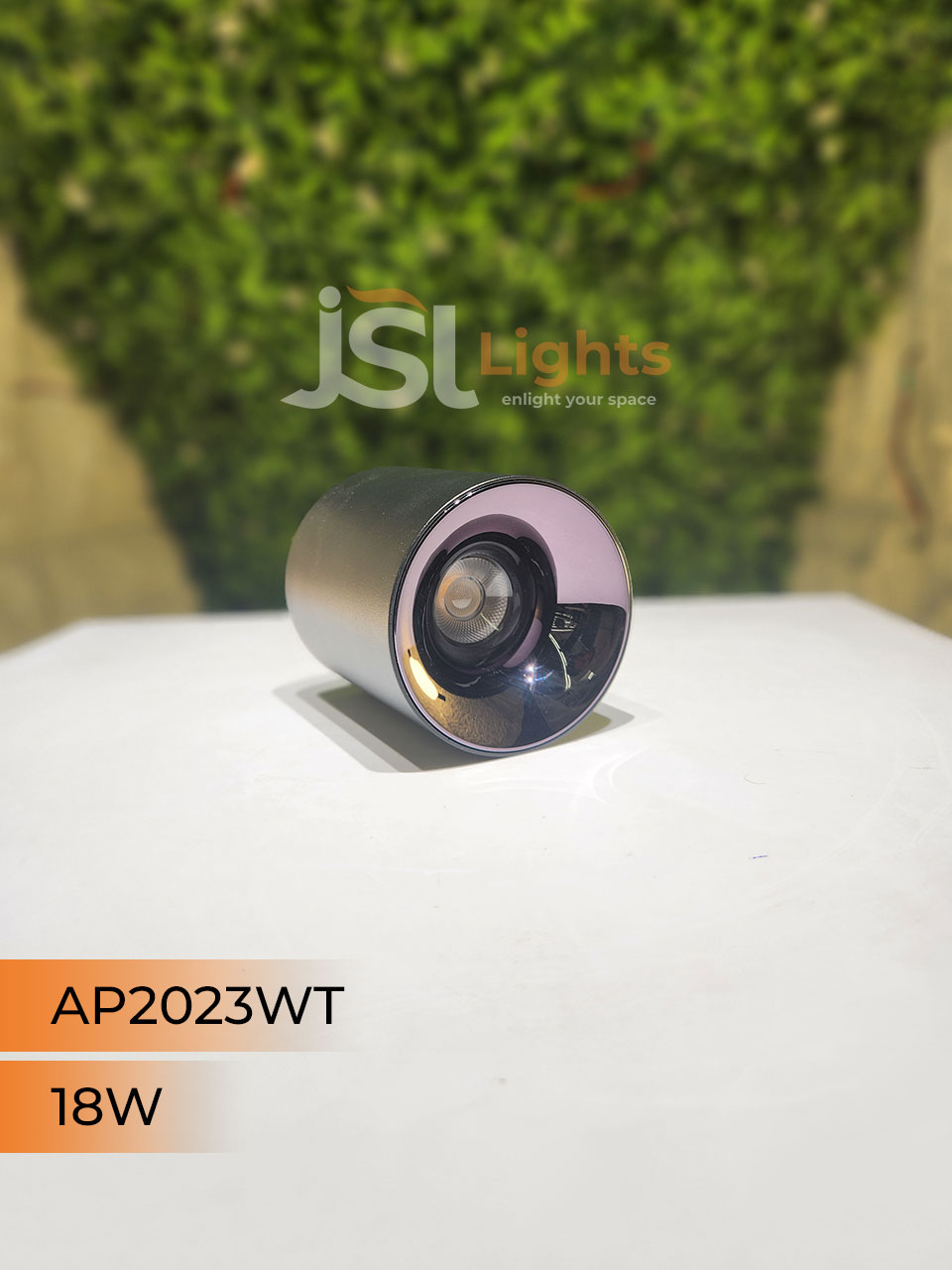 18W AP 2023WT Round Surface Cylindrical Light Black Body Pearl Black Reflector