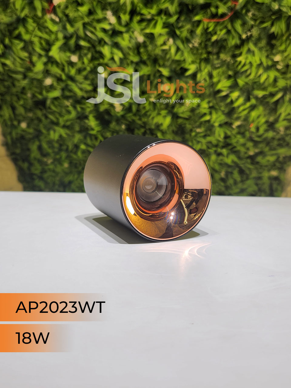 18W AP 2023WT Round Surface Cylindrical Light Black Body Rose Gold Reflector