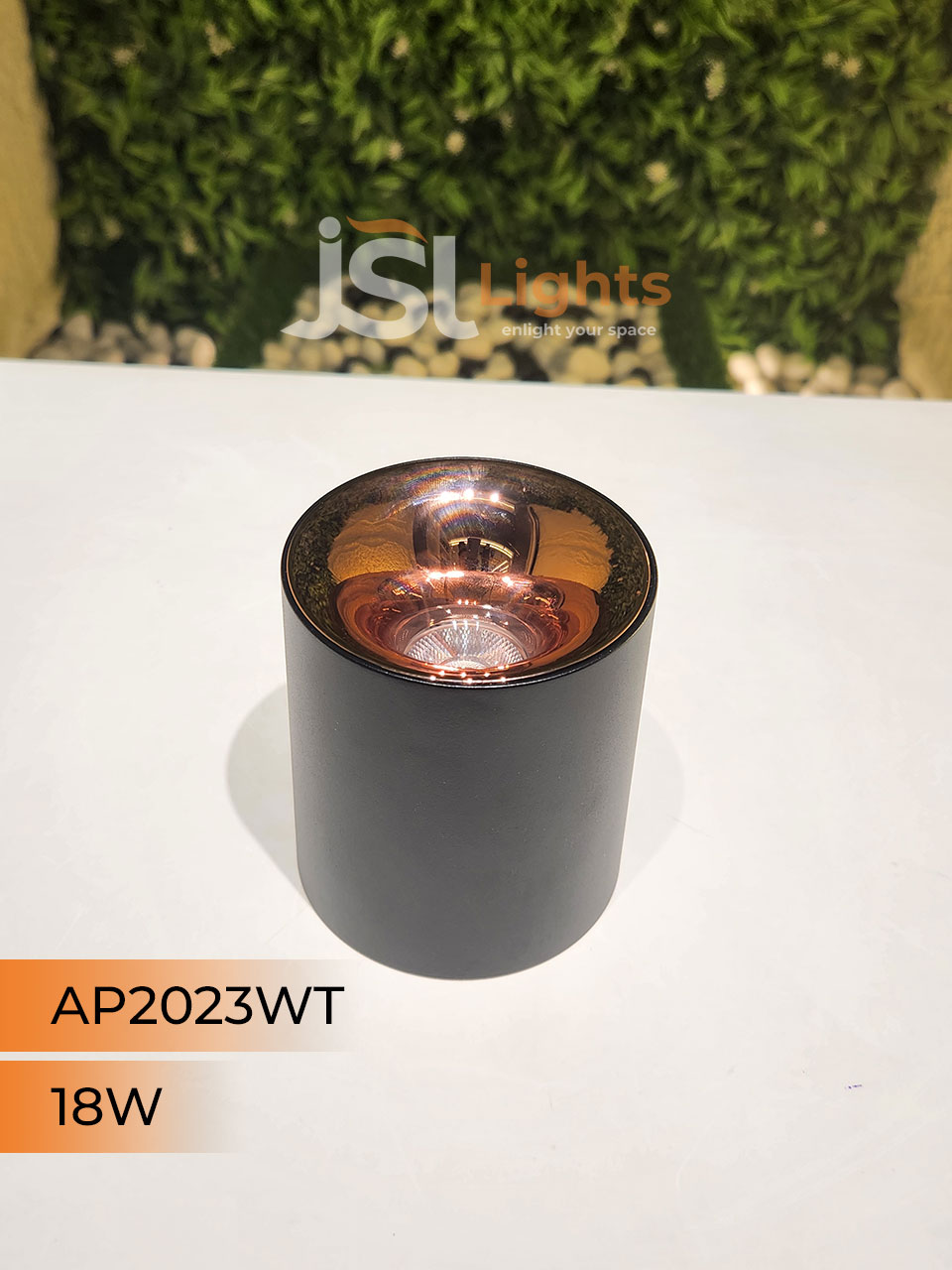 18W AP 2023WT Round Surface Cylindrical Light Black Body Rose Gold Reflector