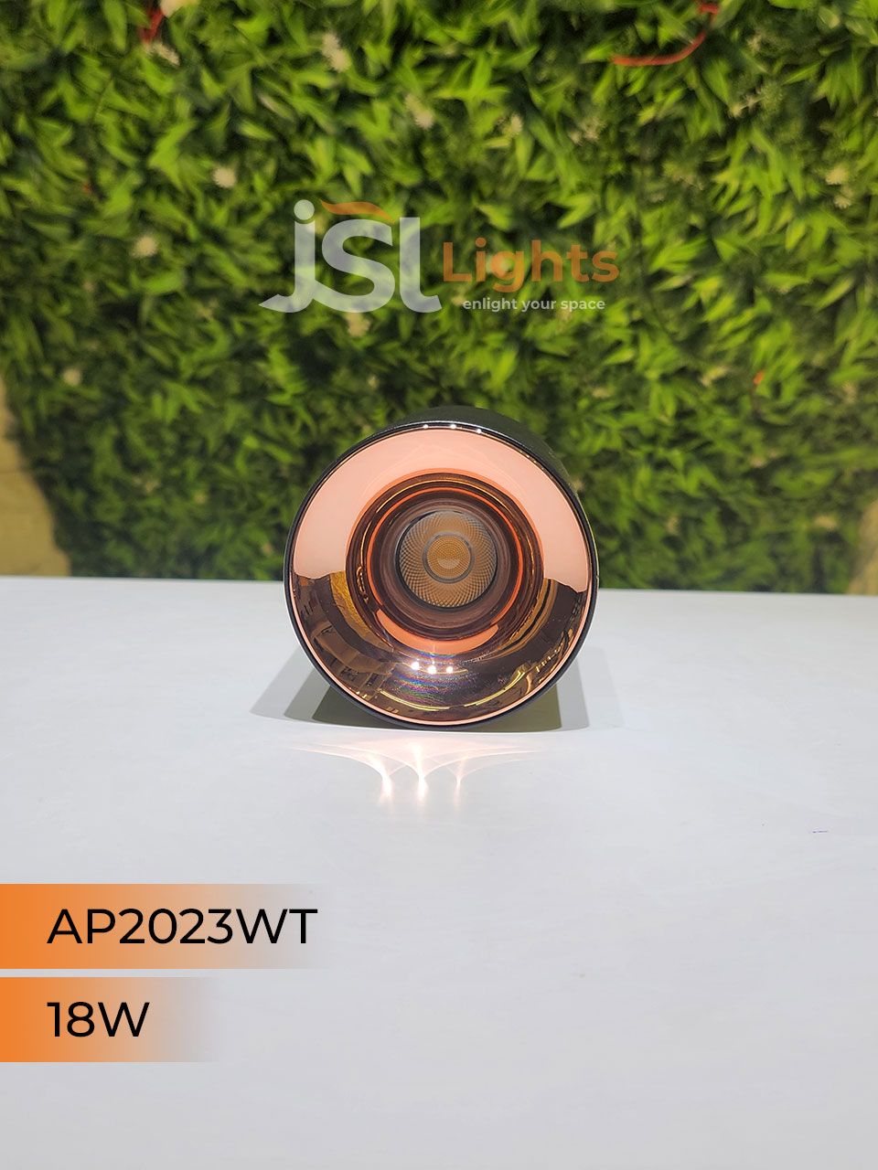 18W AP 2023WT Round Surface Cylindrical Light Black Body Rose Gold Reflector