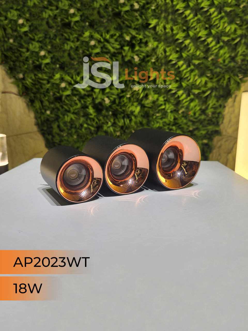 18W AP 2023WT Round Surface Cylindrical Light Black Body Rose Gold Reflector