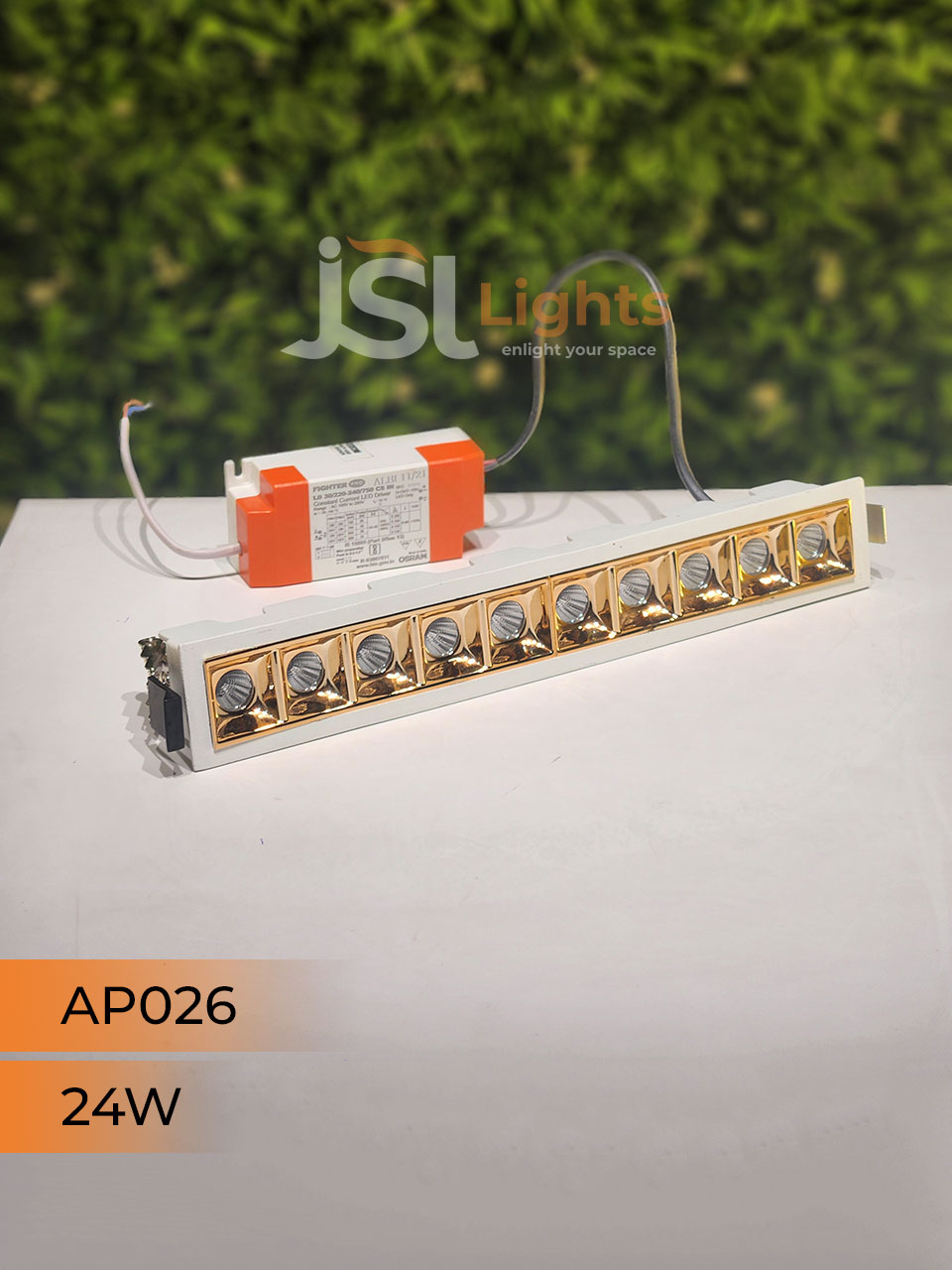 24W White Linear Architectural Light Ceiling Spotlight with Rosegold Reflector and Driver (AP026)
