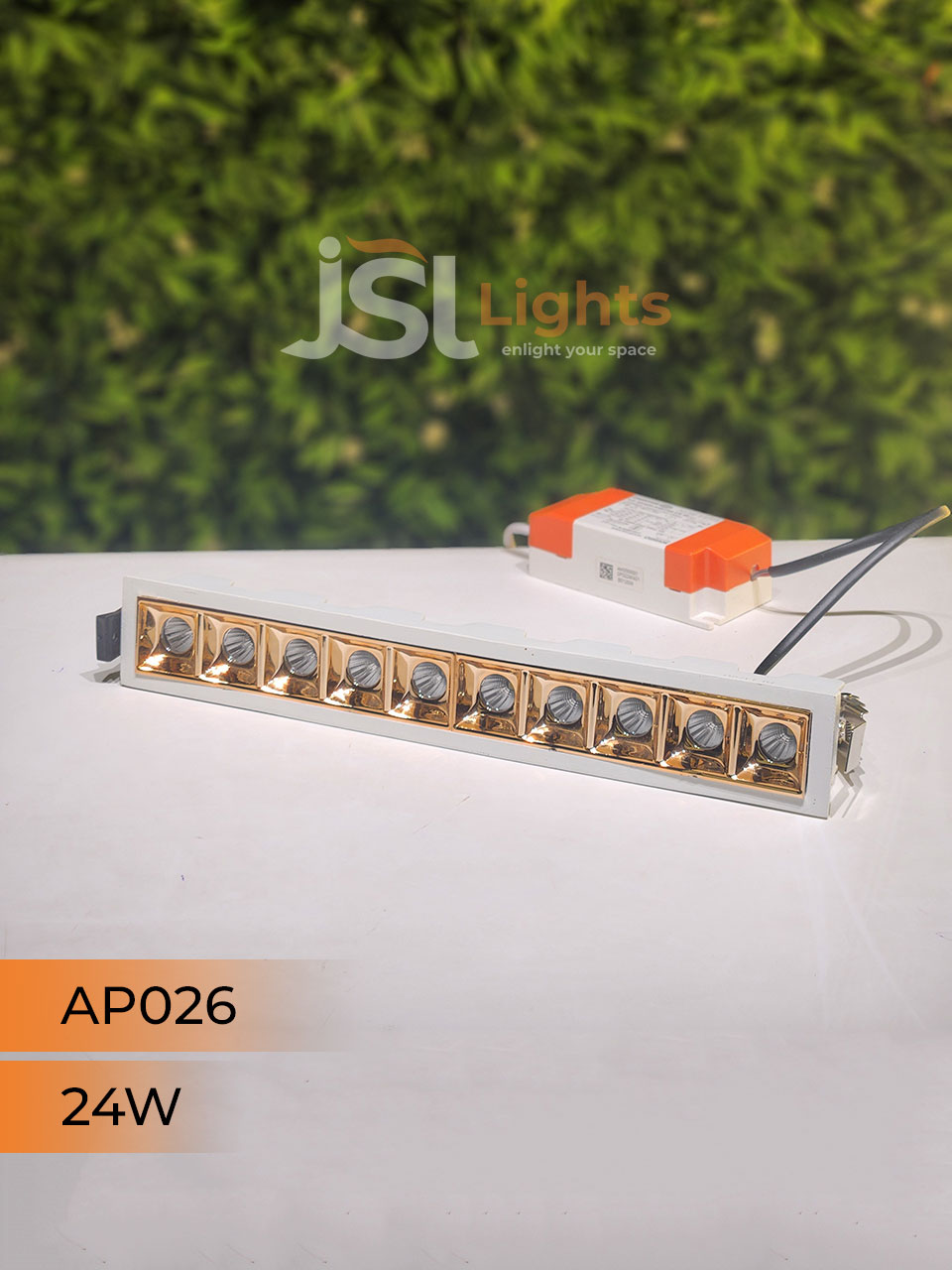 24W White Linear Architectural Light Ceiling Spotlight with Rosegold Reflector and Driver (AP026)