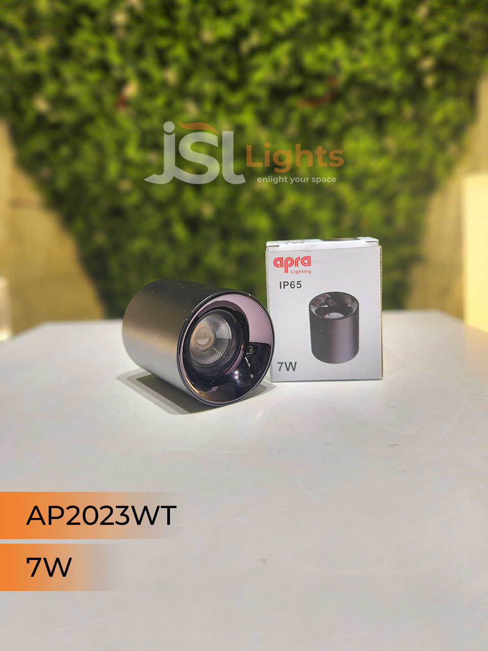 7W AP 2023WT Round Surface Cylindrical Light Black Body Pearl Black Reflector