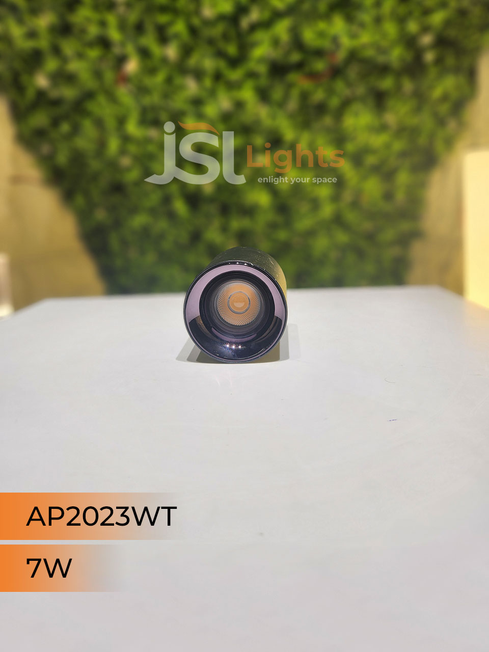 7W AP 2023WT Round Surface Cylindrical Light Black Body Pearl Black Reflector