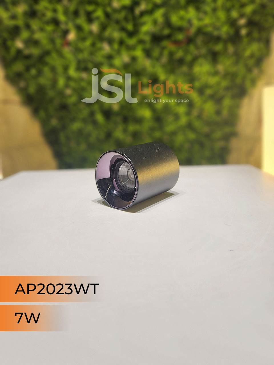7W AP 2023WT Round Surface Cylindrical Light Black Body Pearl Black Reflector