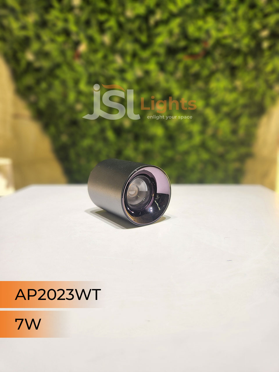 7W AP 2023WT Round Surface Cylindrical Light Black Body Pearl Black Reflector