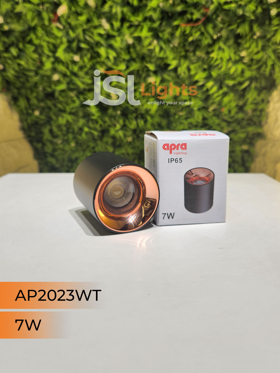7W AP 2023WT Round Surface Cylindrical Light Black Body Rose Gold Reflector