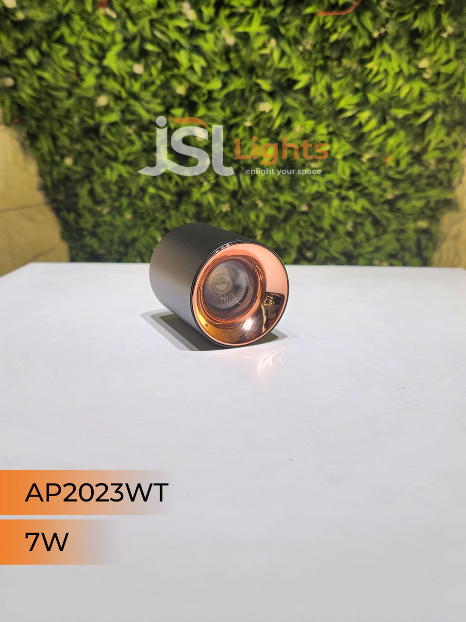 7W AP 2023WT Round Surface Cylindrical Light Black Body Rose Gold Reflector