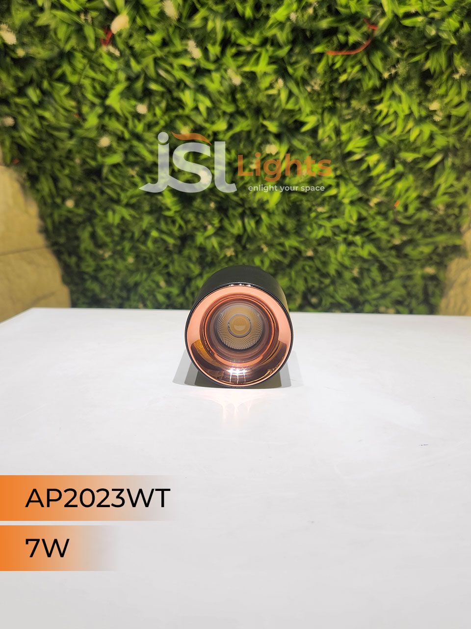 7W AP 2023WT Round Surface Cylindrical Light Black Body Rose Gold Reflector