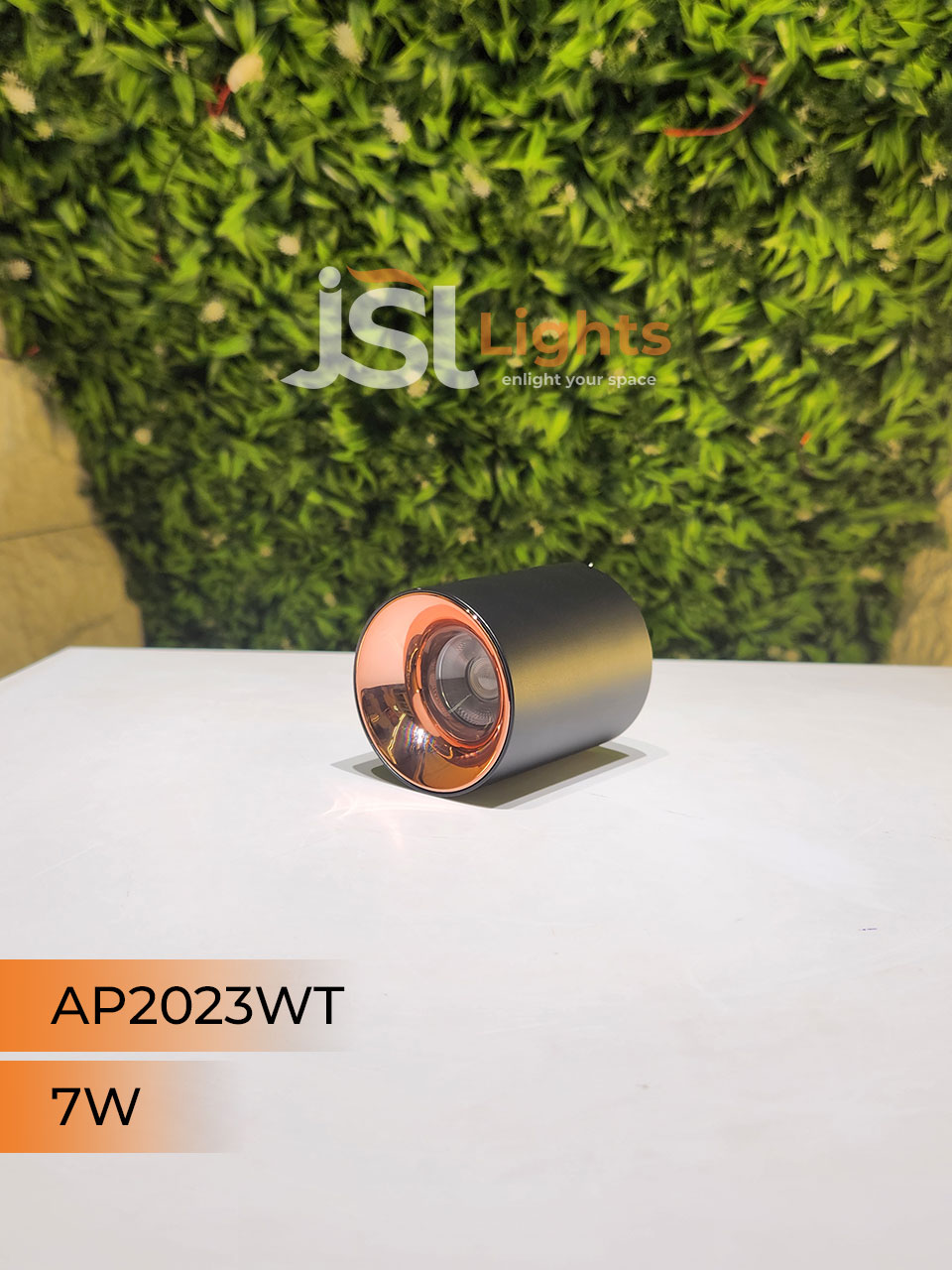 7W AP 2023WT Round Surface Cylindrical Light Black Body Rose Gold Reflector