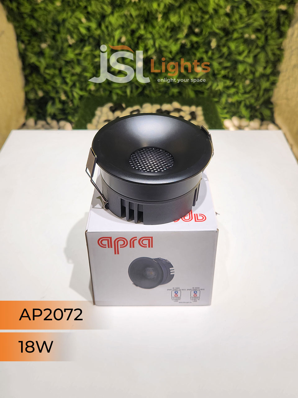 AP 2072 18W Black Round Deep Recessed COB Downlight with Apra Driver