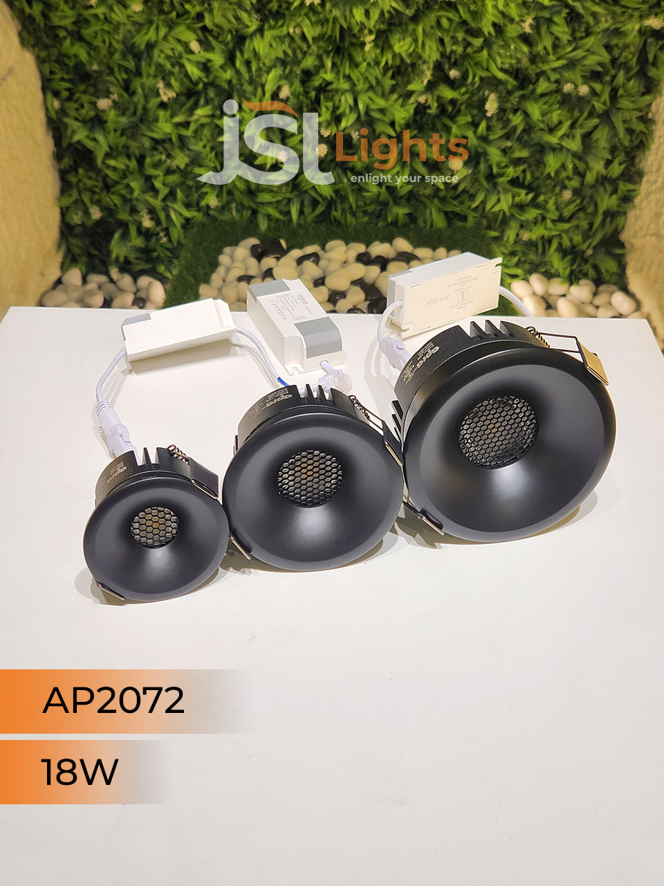 AP 2072 18W Black Round Deep Recessed COB Downlight with Apra Driver
