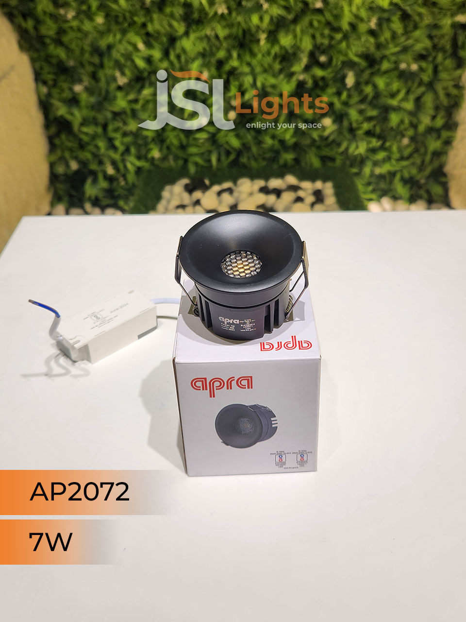 AP 2072 7W Black Round Deep Recessed COB Downlight with Apra Driver