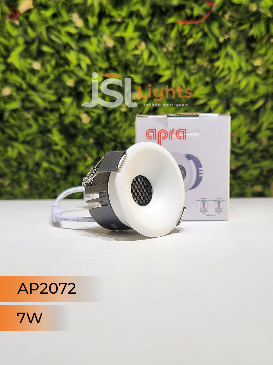 AP 2072 7W White Round Deep Recessed COB Downlight with Apra Driver