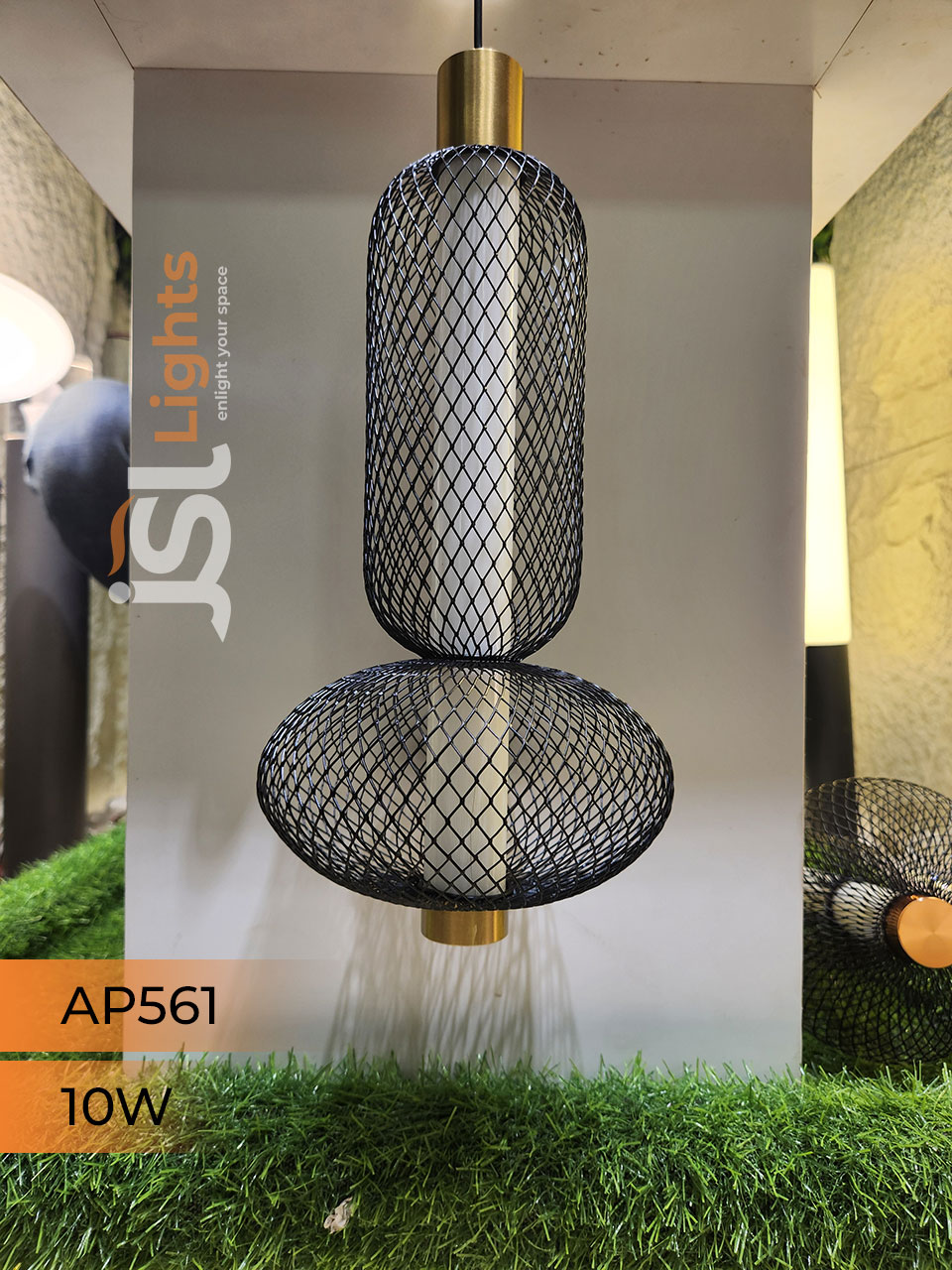 AP 561 10W Black Gold Surface Hanging Light for Home Ceiling Pendant Light with Hanging Wire