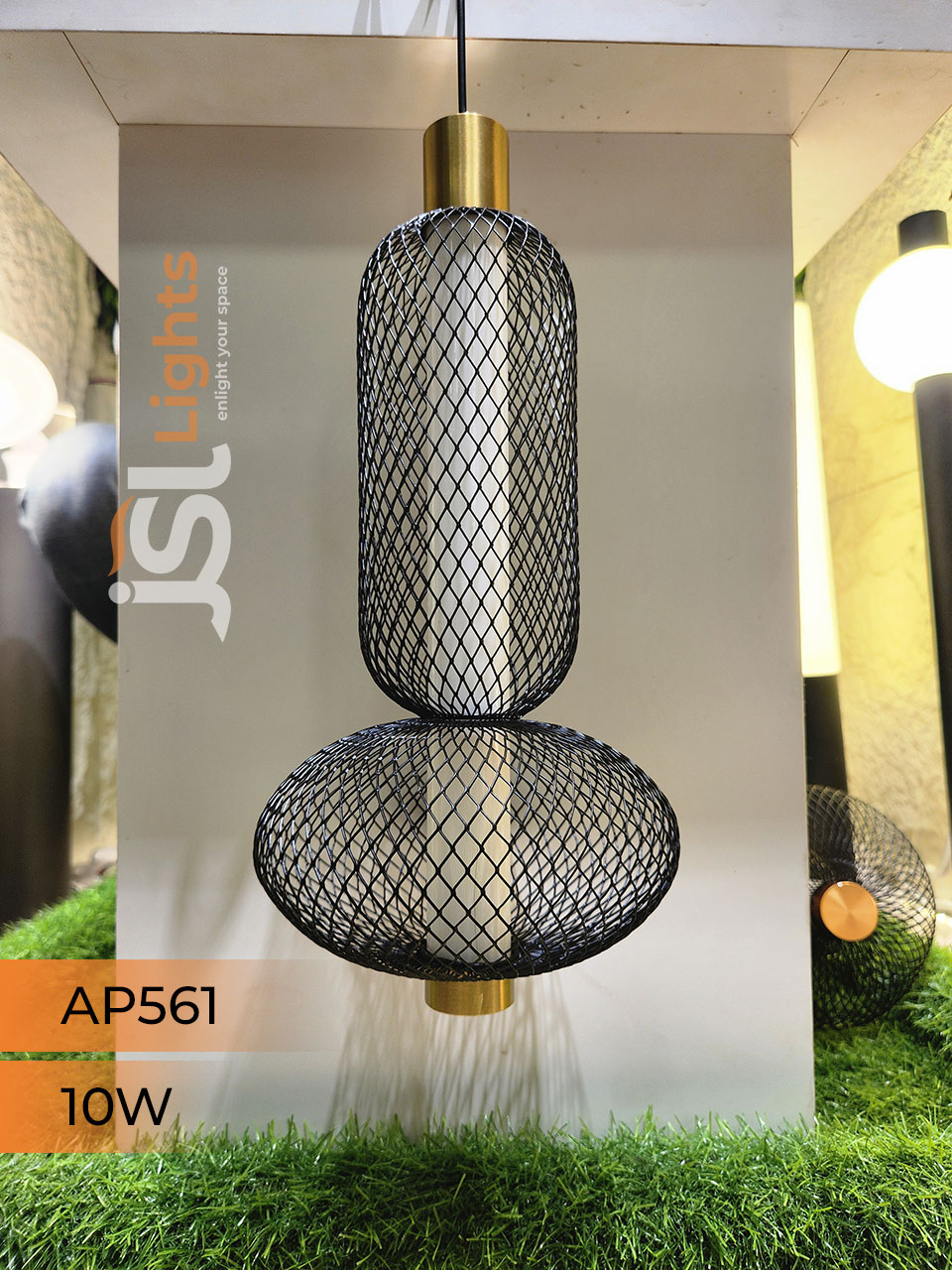 AP 561 10W Black Gold Surface Hanging Light for Home Ceiling Pendant Light with Hanging Wire