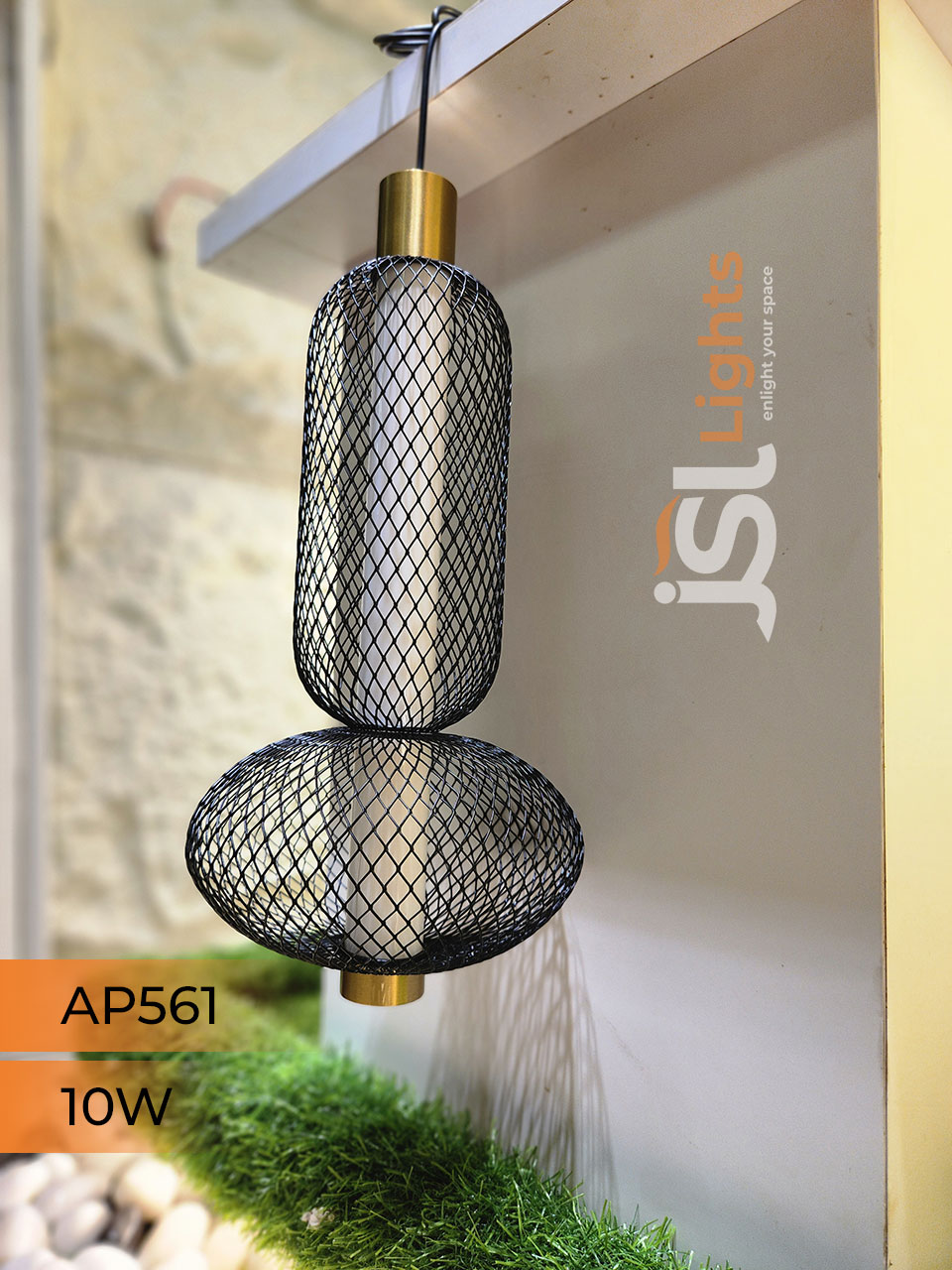 AP 561 10W Black Gold Surface Hanging Light for Home Ceiling Pendant Light with Hanging Wire