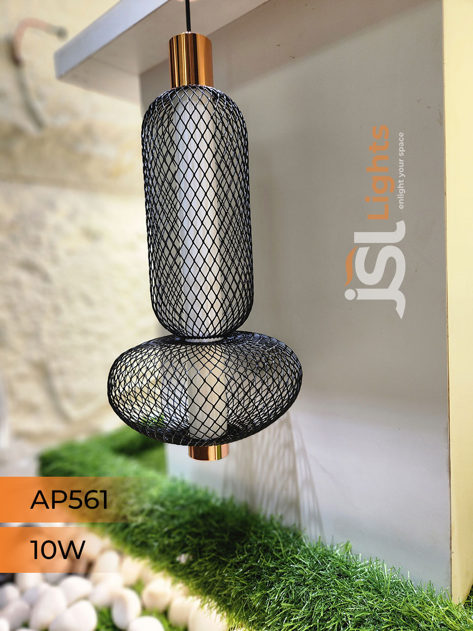 AP 561 10W Black Rose Gold Surface Hanging Light for Home Ceiling Pendant Light with Hanging Wire