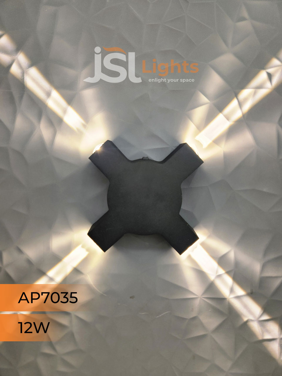 AP 7035 12W 4 Way Up Down Wall Decorative Light Black Aluminium Body Outdoor Wall Light
