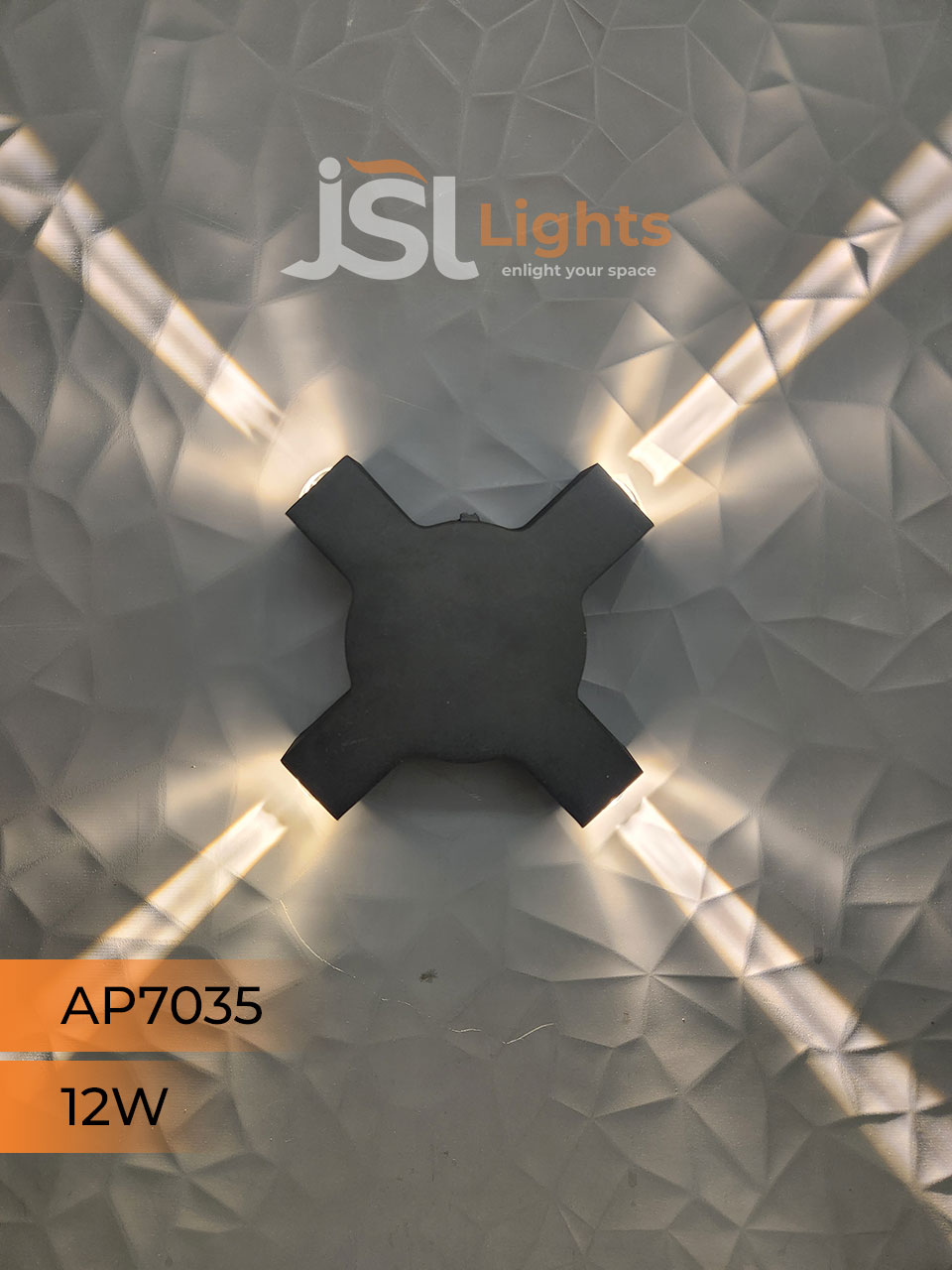 AP 7035 12W 4 Way Up Down Wall Decorative Light Black Aluminium Body Outdoor Wall Light