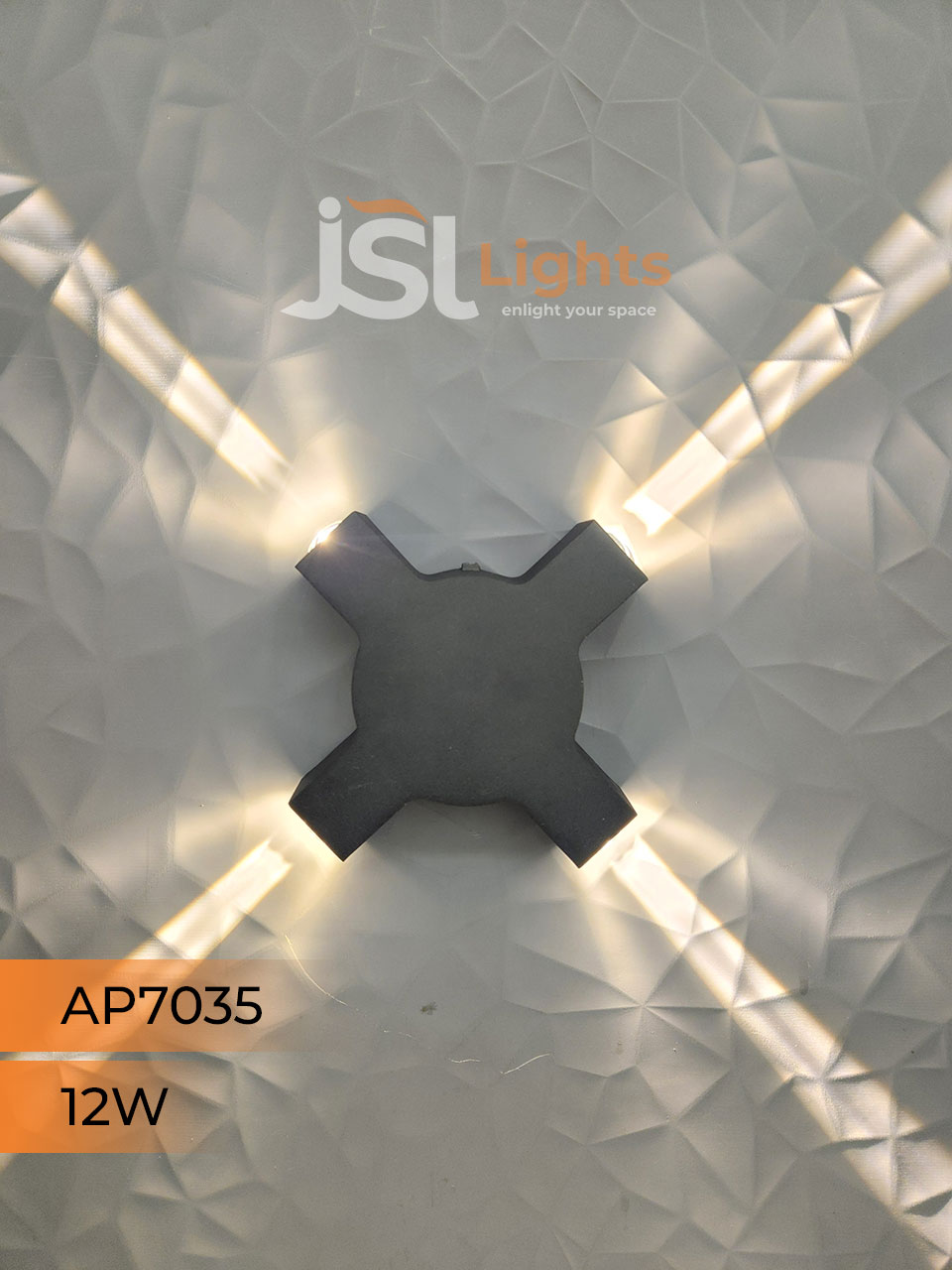 AP 7035 12W 4 Way Up Down Wall Decorative Light Black Aluminium Body Outdoor Wall Light