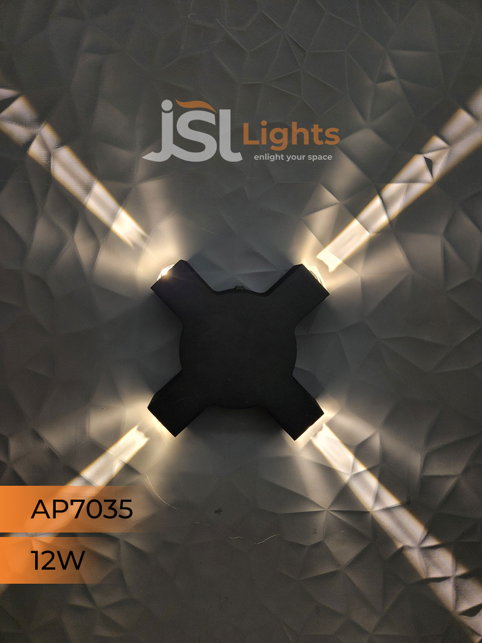 AP 7035 12W 4 Way Up Down Wall Decorative Light Black Aluminium Body Outdoor Wall Light