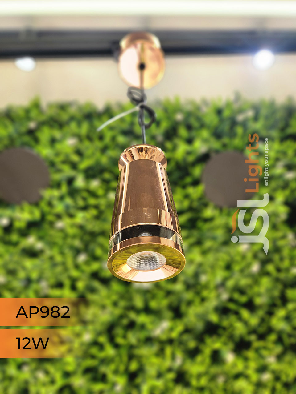 AP 982 12W Rose Gold Surface Hanging Light for Home Ceiling Pendant Light with Hanging Wire