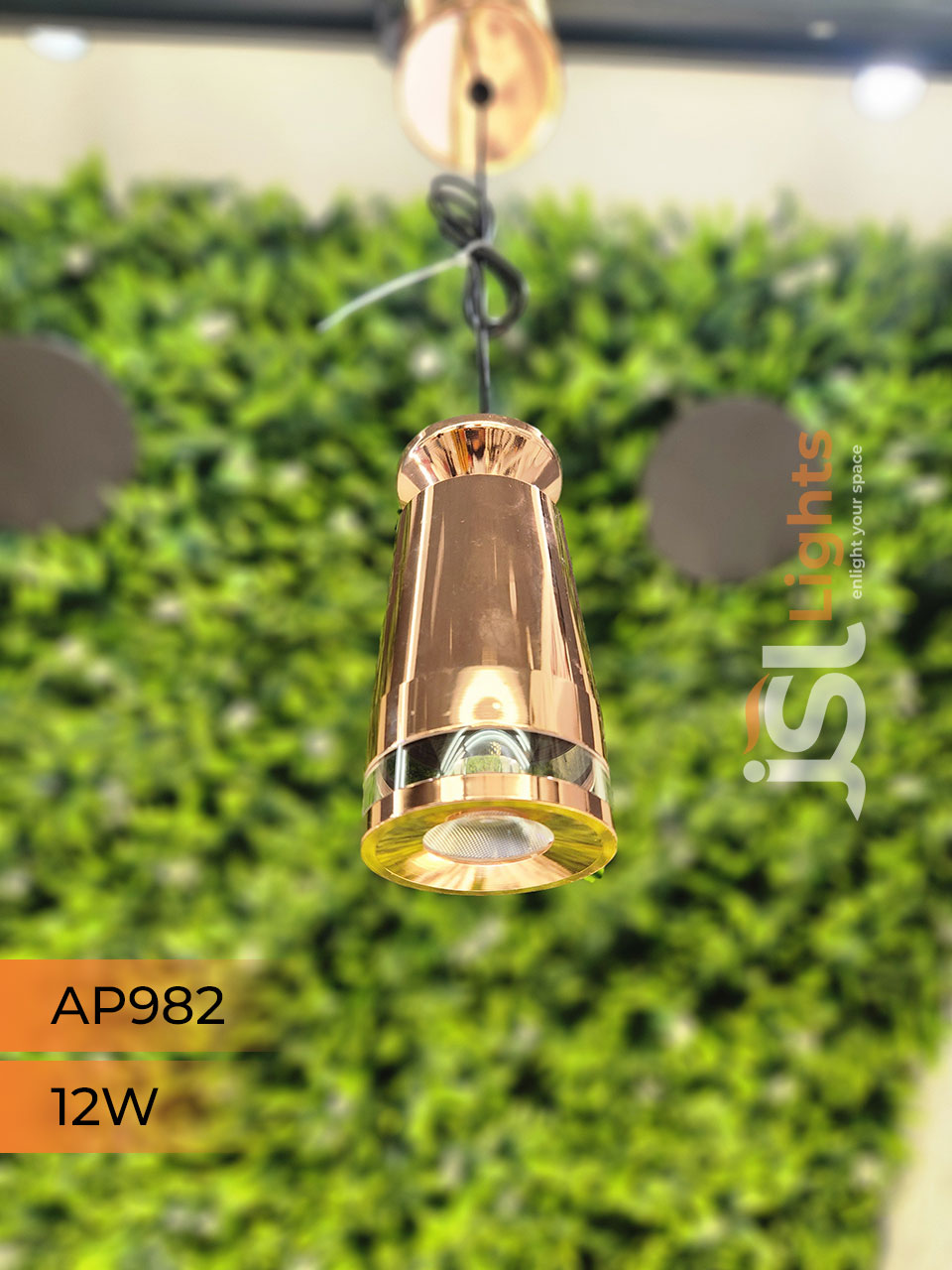 AP 982 12W Rose Gold Surface Hanging Light for Home Ceiling Pendant Light with Hanging Wire