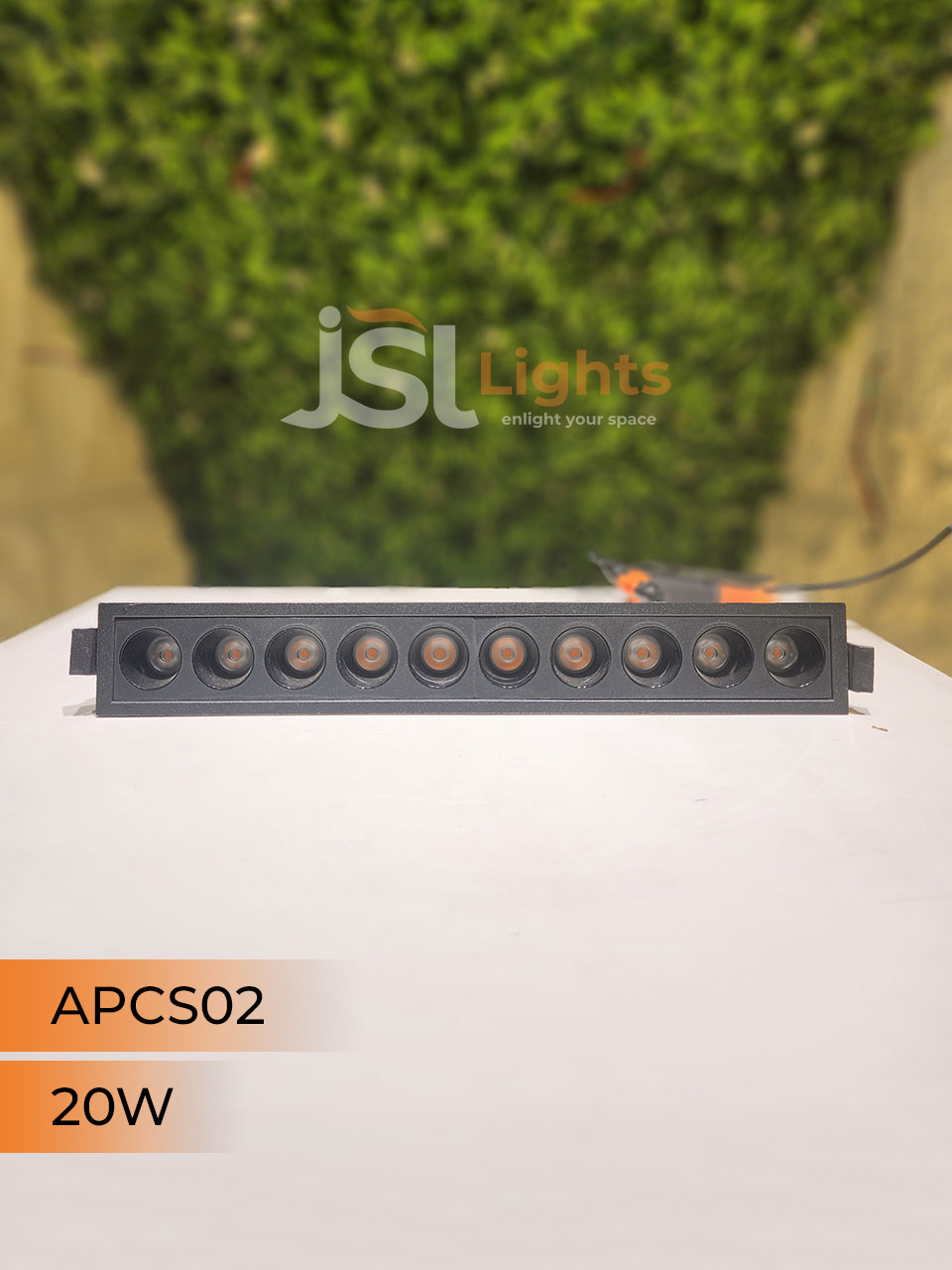 APCS 02 20W Black Linea Recessed COB Spotlight with Apra Driver