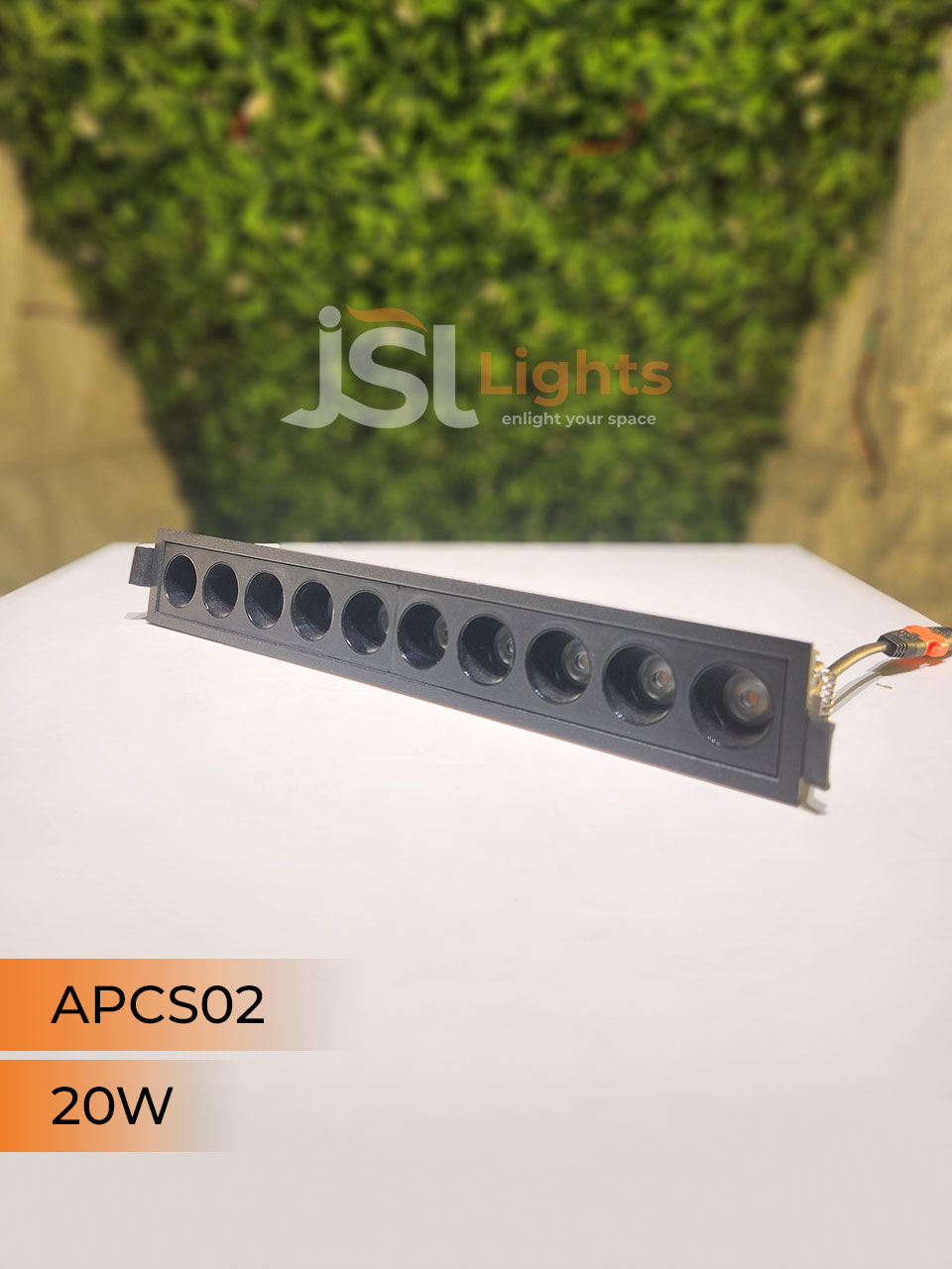 APCS 02 20W Black Linea Recessed COB Spotlight with Apra Driver