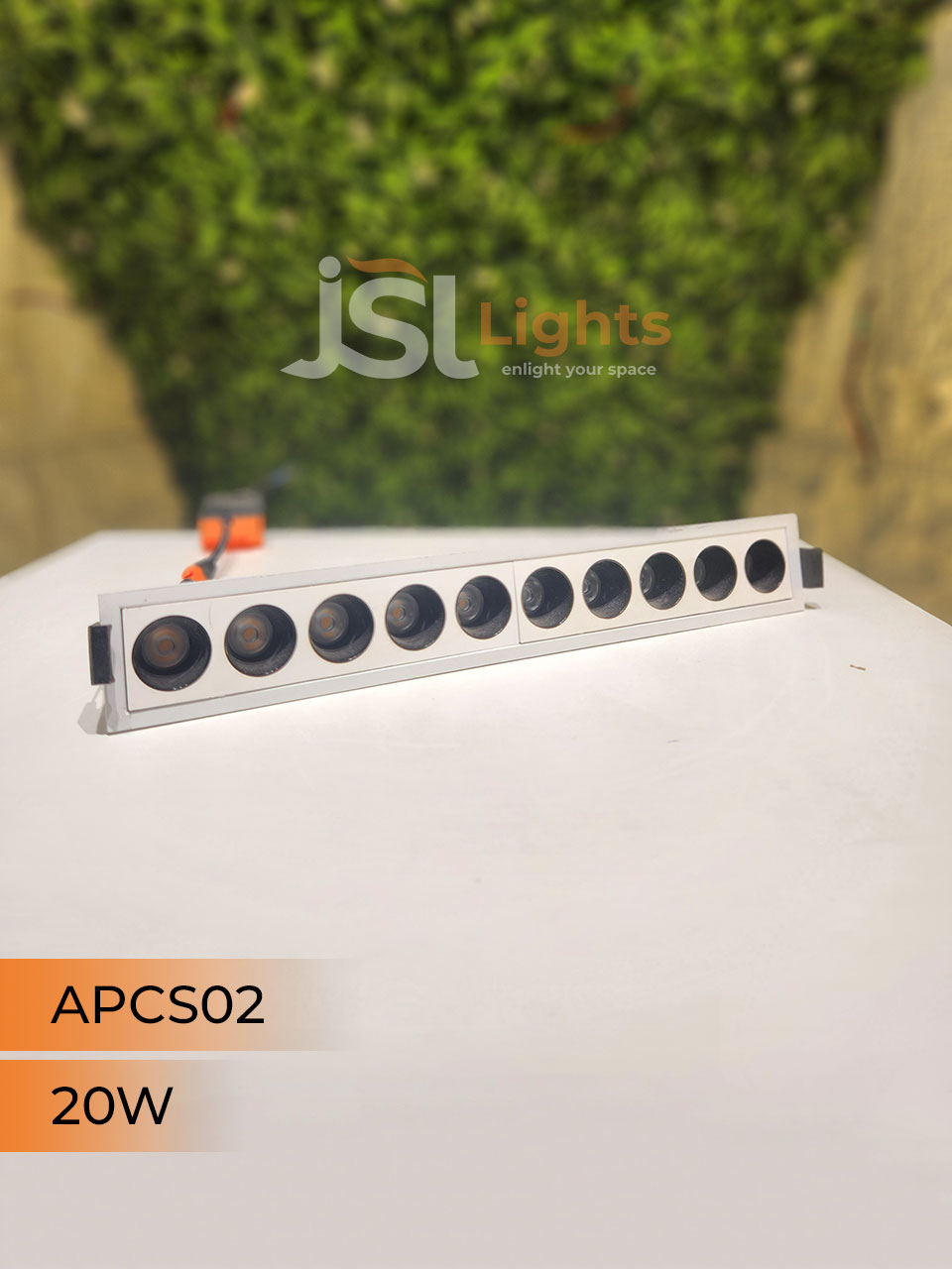 APCS 02 20W White Linea Recessed COB Spotlight with Apra Driver