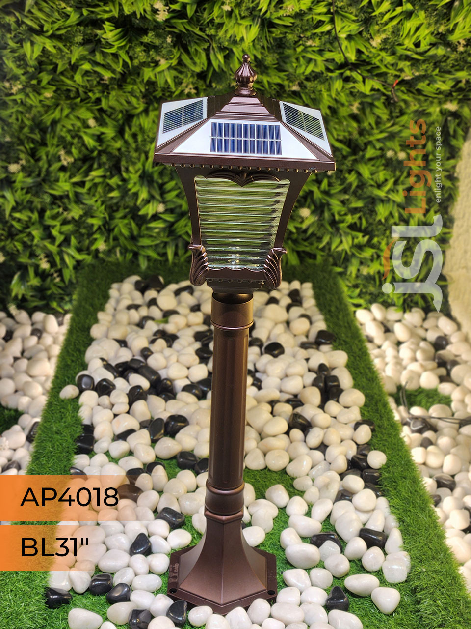 APT 4018 Solar Outdoor Garden Bollard Light 31 Inches 3CCT Outdoor Bollard Light with 5w LED