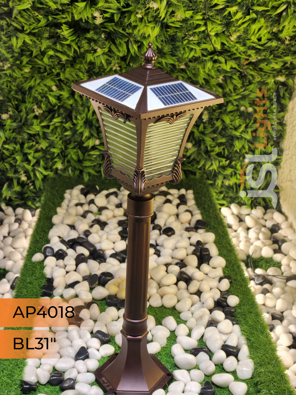 APT 4018 Solar Outdoor Garden Bollard Light 31 Inches 3CCT Outdoor Bollard Light with 5w LED