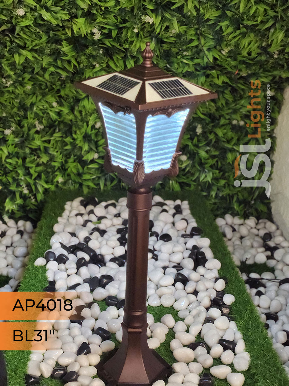 APT 4018 Solar Outdoor Garden Bollard Light 31 Inches 3CCT Outdoor Bollard Light with 5w LED