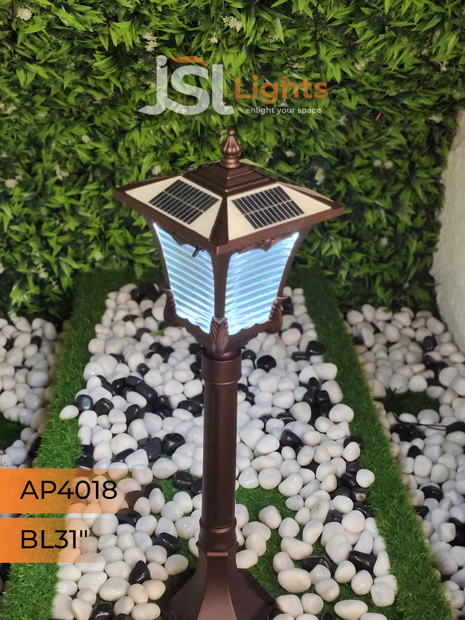 APT 4018 Solar Outdoor Garden Bollard Light 31 Inches 3CCT Outdoor Bollard Light with 5w LED